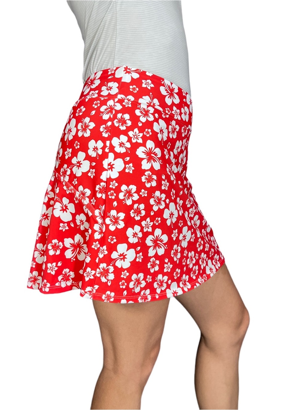 Smash Dandy Red Hibiscus Hawaiian Floral Flutter Golf, Running, Tennis Skort M
